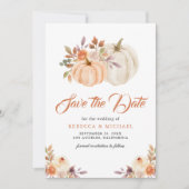 Fall Earthy Floral Pumpkin Wedding Save The Date (Vorderseite)
