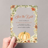 Fall Earthy Floral Pumpkin Wedding Save the Date Acryleinladungen (Insitu (Handheld))