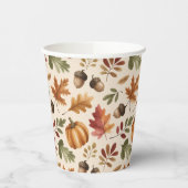 Fall Earthy Orange Wasserfarbe Pumpkin Maple Blätt Pappbecher (Links)