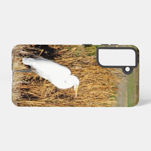 Fall: Egret im Gras Samsung Galaxy Hülle (Rückseite (Horizontal))