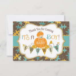 Fall-Eichen-Blätter-GoldGlitzer-Kürbise danken Dankeskarte