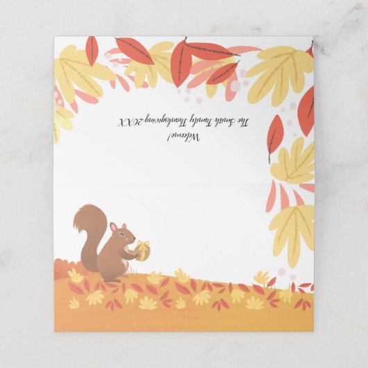 Fall Eichhörnchen mit Nut and Herbstlaubs Platzkarte (Außenseite Aufgefaltet)