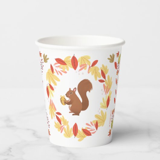 Fall Eichhörnchen mit Nut Pappbecher (Rückseite)