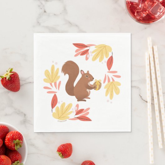 Fall Eichhörnchen mit Nut Serviette (Beispiel)