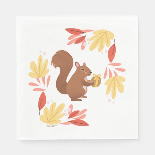 Fall Eichhörnchen mit Nut Serviette (Vorderseite)