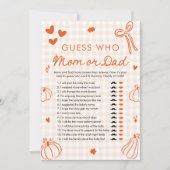 Fall Ein Kleiner Kürbis Errate Wer Mom oder Dad Sp Einladung (Vorderseite)