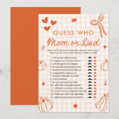 Fall Ein Kleiner Kürbis Errate Wer Mom oder Dad Sp Einladung (Vorne/Hinten)