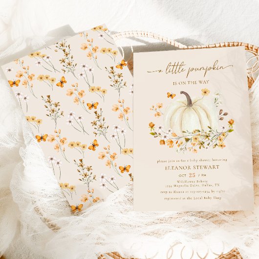 Fall ein kleines Pumpkin Baby Duwer Gender Neutral Einladung