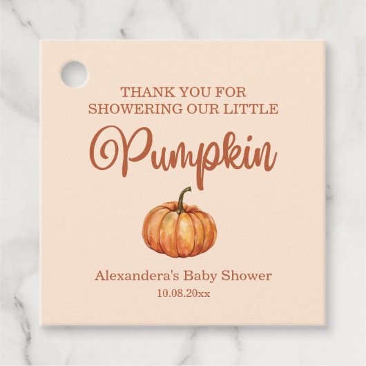 Fall eine kleine Pumpkin Baby Dusche Geschenkanhänger (Vorderseite)