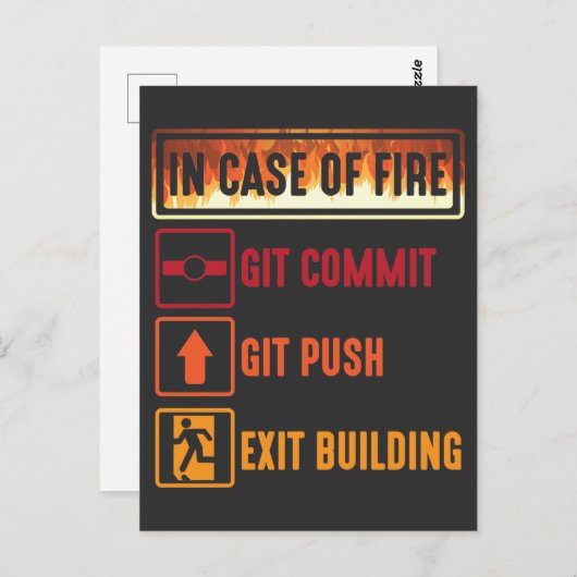Fall eines Git Commit Git Push Coding Programmiere Postkarte (Vorne/Hinten)