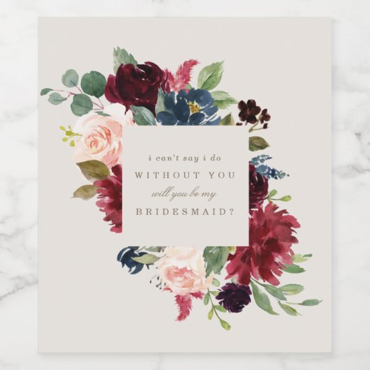 Fall Elegance Bridesmaid-Label Weinetikett (Einzelnes Label)