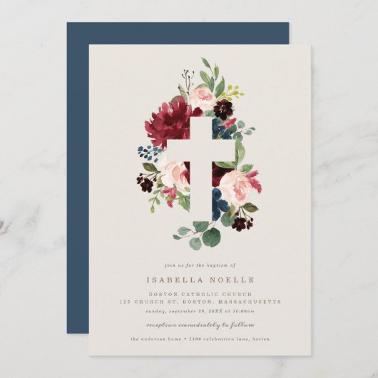 Fall Elegance Taufe Einladung (Vorne/Hinten)