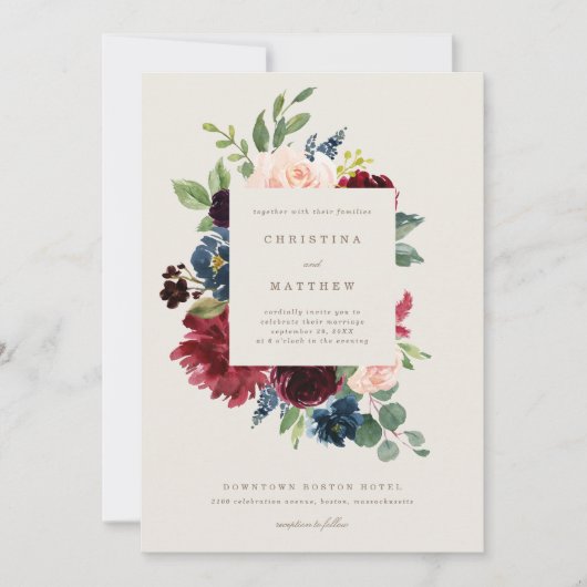 Fall Elegance Wedding Einladung (Vorderseite)