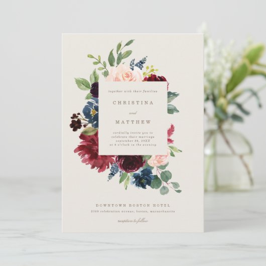 Fall Elegance Wedding Einladung (Stehend Vorderseite)