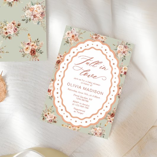 Fall Elegant Floral Baby Shower Einladung