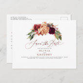 Fall Elegant Floral Save the Date Ankündigungspostkarte (Vorne/Hinten)
