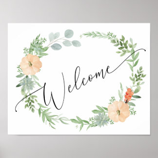 Fall Elegant Pumpkin Begrüßungszeichen Poster