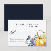Fall Elegant Pumpkin Wedding RSVP Karte (Vorne/Hinten)