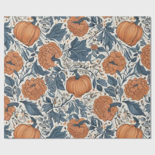 Fall Elegante Abstrakte Blätter Pumpkin Blume Geschenkpapier (Flach)