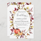 Fall Elegante Foliage Pumpkin Gold Foil Hochzeit Einladung (Vorne/Hinten)
