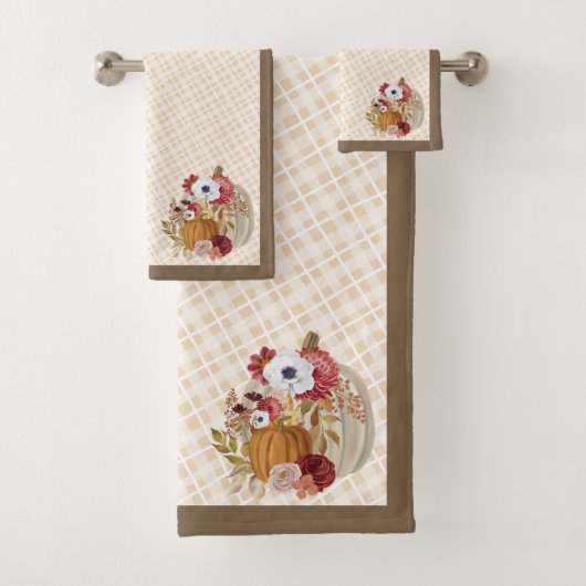 Fall Elegante Pumpkin Wasserfarbe Erntedank Bad Badhandtuch Set (Insitu)