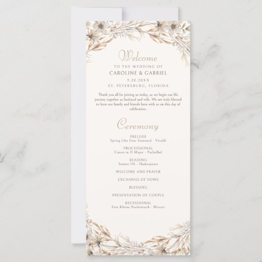 Fall Elegantes Hochzeitsprogramm für Wildblumen (Vorderseite)