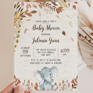 Fall Elephant Baby Dusche Einladung