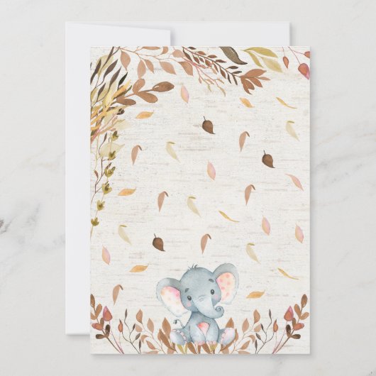 Fall Elephant Baby Dusche Einladung (Rückseite)