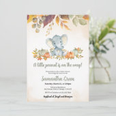 Fall Elephant Baby Dusche Einladung (Stehend Vorderseite)