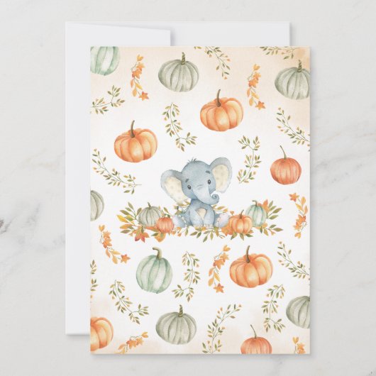 Fall Elephant Baby Dusche Einladung (Rückseite)