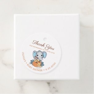 Fall Elephant Pumpkin Baby Dusche Geschenkanhänger