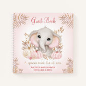 Fall Elephant Pumpkin Girl Babydusche Gästebuch Notizblock (Vorderseite)