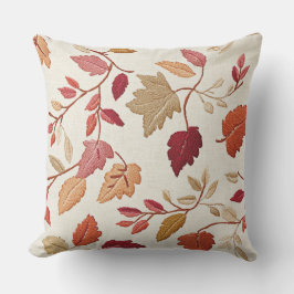 Fall Embroidered Look Throw Pillow Kissen