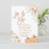Fall Er oder sie Boho Pumpkin Gender-Offenbarung Einladung (Stehend Vorderseite)