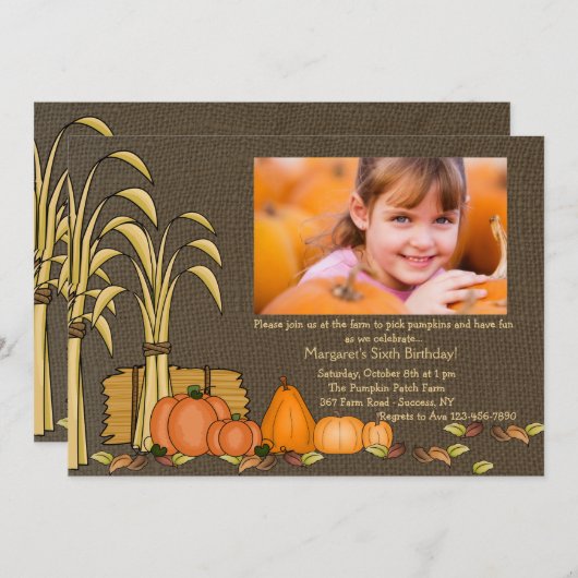 Fall-Ernte-Foto-Einladung Einladung (Vorne/Hinten)