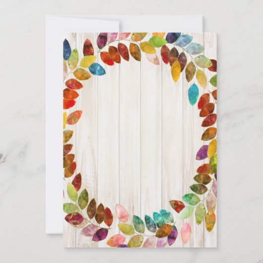 Fall Ernte Glitzer Blätter Wreath Einladung (Rückseite)