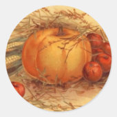 Fall Ernte Kürbisäpfel Vintag Runder Aufkleber (Vorderseite)