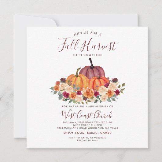 Fall Ernte Party, Fall Fest, Fall Community Einladung (Vorderseite)