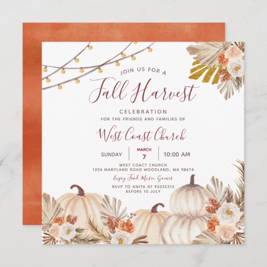 Fall Ernte Party, Fall Fest, Fall Community Einladung (Vorne/Hinten)