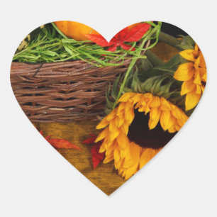 Fall-Ernte-Sonnenblumen Herz-Aufkleber