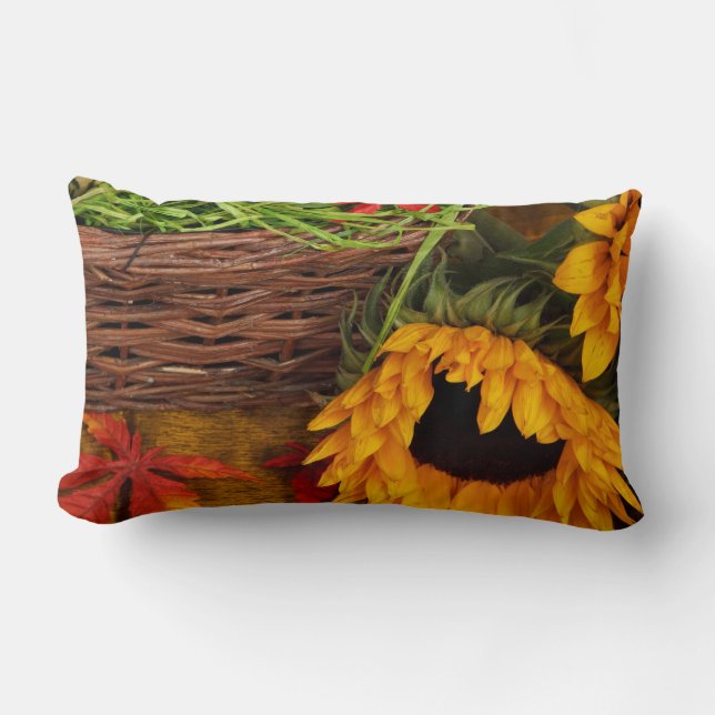 Fall-Ernte-Sonnenblumen Lendenkissen (Vorderseite)