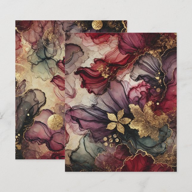 Fall Ernte Wein Alkohol Tinte Scrapbook Papier (Vorne/Hinten)