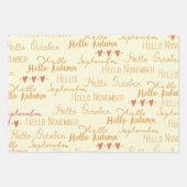 Fall Erntedank Floral Orange Kariert Hearts Geschenkpapier Set (Vorderseite)