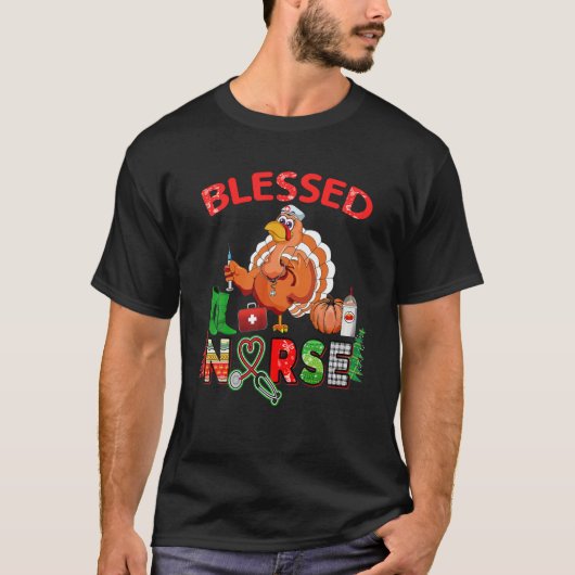 Fall Erntedank Gesegnet Nurse Scrub Top Türkei C (Vorderseite)