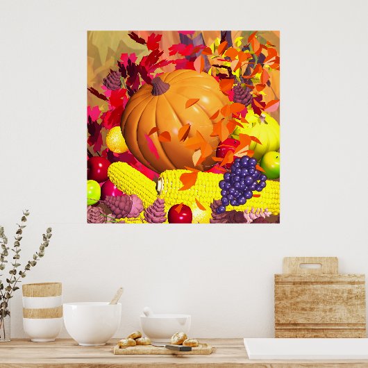 Fall Erntedank Harvest Poster (Küche)