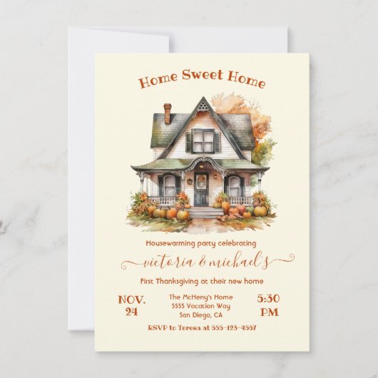 Fall Erntedank Housewarming Party Einladung (Vorderseite)