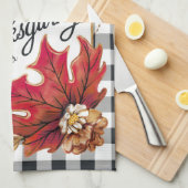 Fall Erntedank Maple Blätter Gingham Custom Geschirrtuch (Viertel Falte)