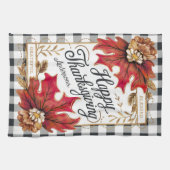 Fall Erntedank Maple Blätter Gingham Custom Geschirrtuch (Horizontal)