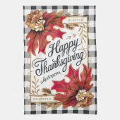 Fall Erntedank Maple Blätter Gingham Custom Geschirrtuch (Vertikal)