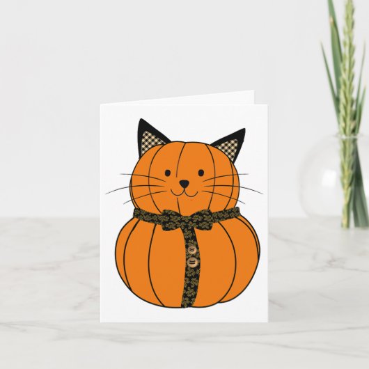 Fall Erntedank Niedlicher Pumpkin Kat Face Whisker Karte (Vorderseite)